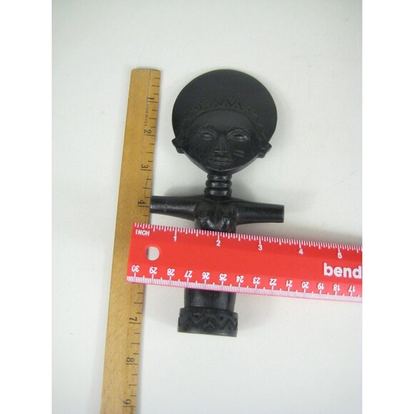 African Female Figurine Fertility Doll Sculpture Handcrafted Black Wood - Picture 2 of 8